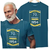 Koszulki męskie - Koszulka na 70 urodziny na siedemdziesiątkę 70 LAT "ŻYCIE ZACZYNA SIĘ PO 70-TCE NARODZINY LEGENDY 1954" kolor petrol blue - miniaturka - grafika 1