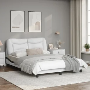 Rama łóżka z LED, biało-czarna, 140x200 cm, sztuczna skóra Lumarko! - Łóżka - miniaturka - grafika 6