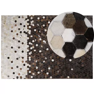 Beliani Dywan patchwork skórzany 160 x 230 cm brązowo-beżowy EYIM - Dywany - miniaturka - grafika 1