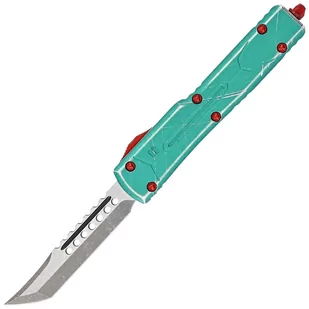 Nóż automatyczny OTF Microtech UTX-70 Bounty Hunter Hellhound T/E Signature Distressed Green Aluminium, Stonewashed M390 by Tony Marfione (419-10BH) - Noże - miniaturka - grafika 1