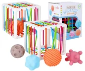 Zabawki interaktywne dla dzieci - PREZENT DLA DZIEWCZYNKI CHŁOPCA NA ROCZEK DLA ROCZNEGO DZIECKA SORTER EDUKACYJNY SENSORYCZNY ELASTYCZNE GUMKI - miniaturka - grafika 1