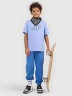 Spodnie i spodenki dla chłopców - 4F Spodnie dresowe joggery chłopięce - niebieskie 164 (13-14 lat) - miniaturka - grafika 1