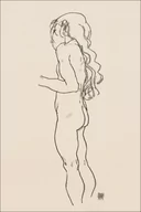 Plakaty - Galeria Plakatu, Plakat, Standing Nude Girl, Facing Left, Egon Schiele, 59,4x84,1 cm - miniaturka - grafika 1