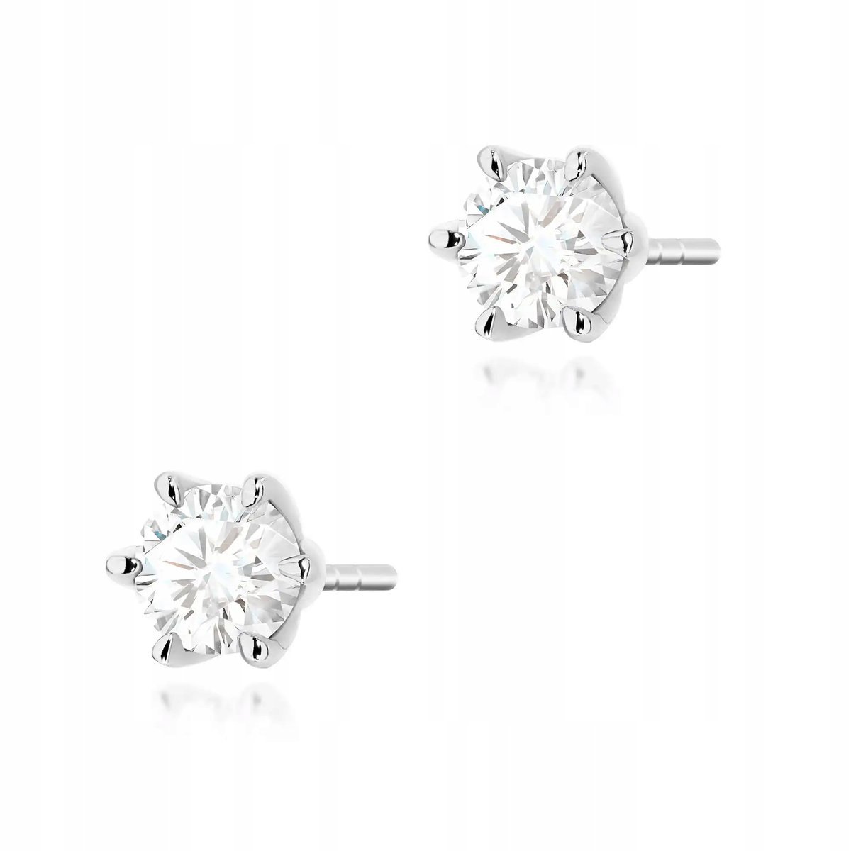 Złote kolczyki damskie 585 z diamentem laboratoryjnym 0.50ct białe złoto