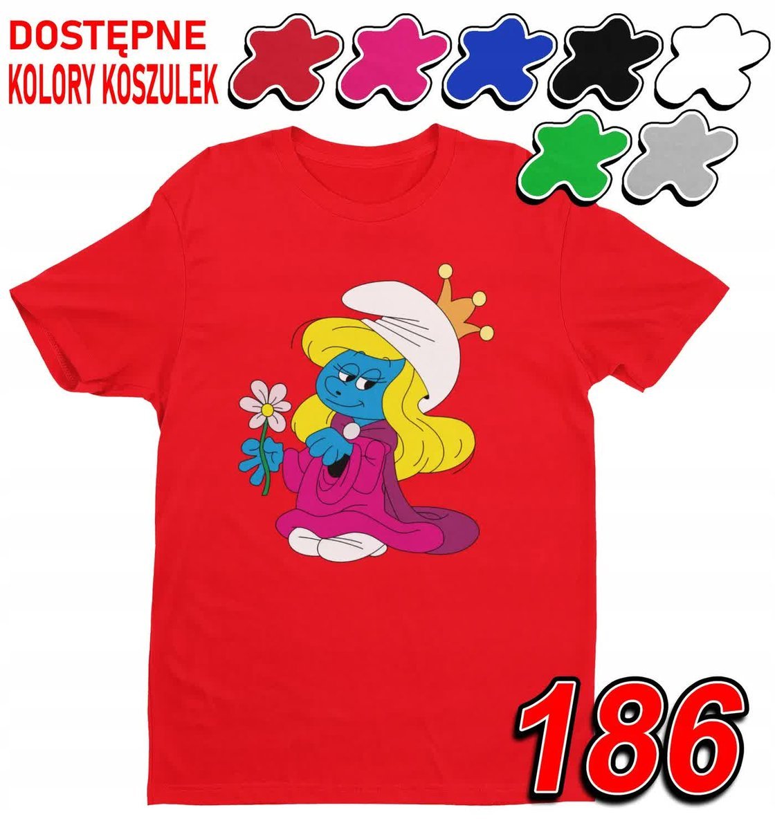 Dziecięca Koszulka T-Shirt Z Nadrukiem Duży Wybór Smerfetka -M 134-140