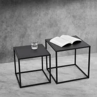 Ławy i stoliki kawowe - Zestaw stolików bocznych zestaw 2 stolików kawowych stolik kawowy w kształcie kwadratu stolik nocny stolikReplika acyjny metalowa rama industrialny design czarny [en.casa] - miniaturka - grafika 1