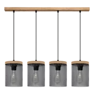 Lampy sufitowe - Britop Loftowa LAMPA wisząca MONSUN 161859451 szklana OPRAWA skandynawski zwis przydymiony drewno - miniaturka - grafika 1