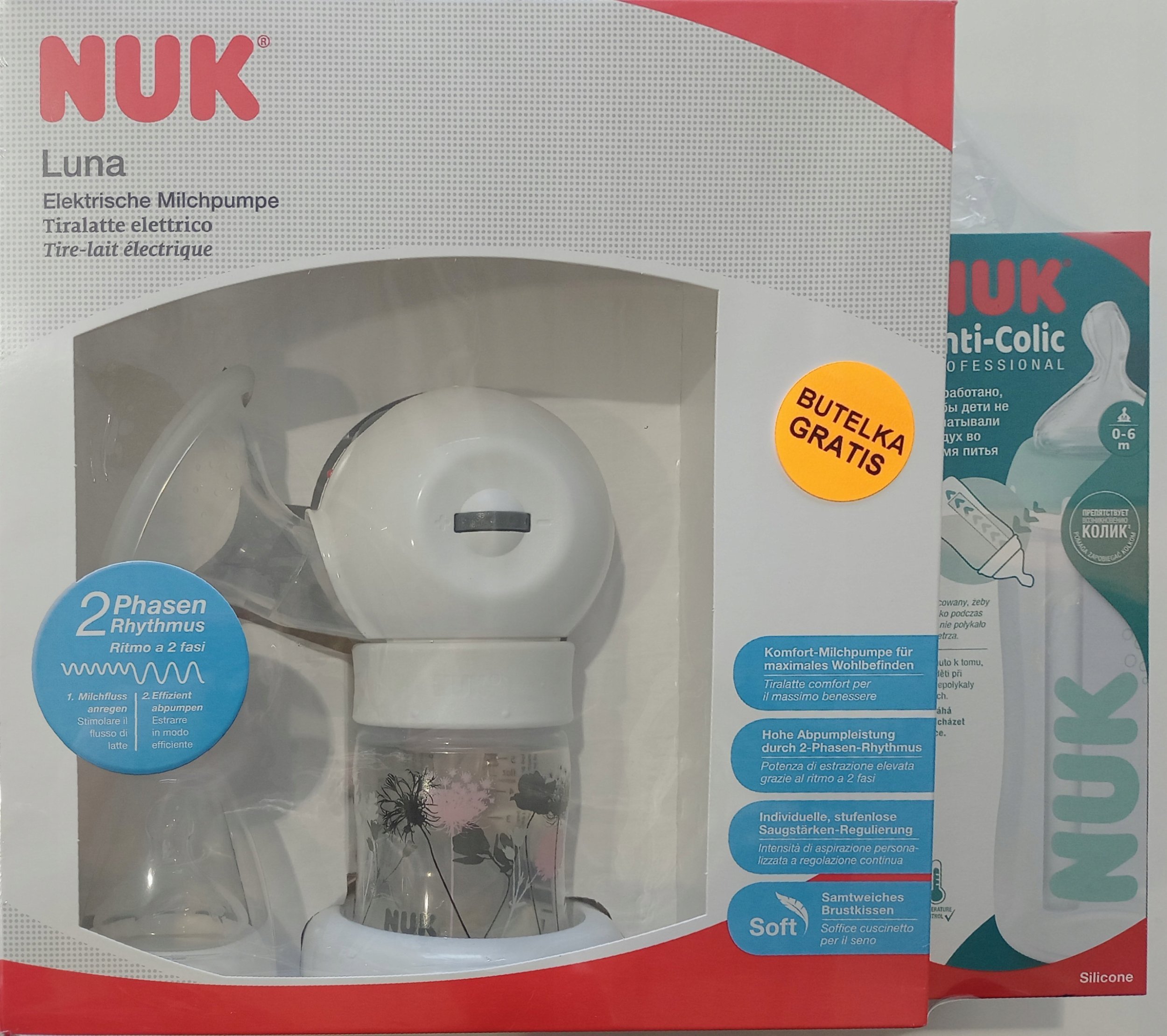 NUK LAKTATOR ELEKTRYCZNY DWUFAZOWY LUNA + GRATIS