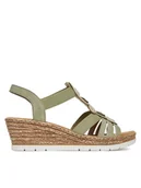 Sandały damskie - Rieker Sandały 619B2-52 Zielony - miniaturka - grafika 1