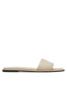 Calvin Klein Klapki Flat Sandal Square Hf Lth HW0HW02652 Beżowy - Klapki i japonki damskie - miniaturka - grafika 1