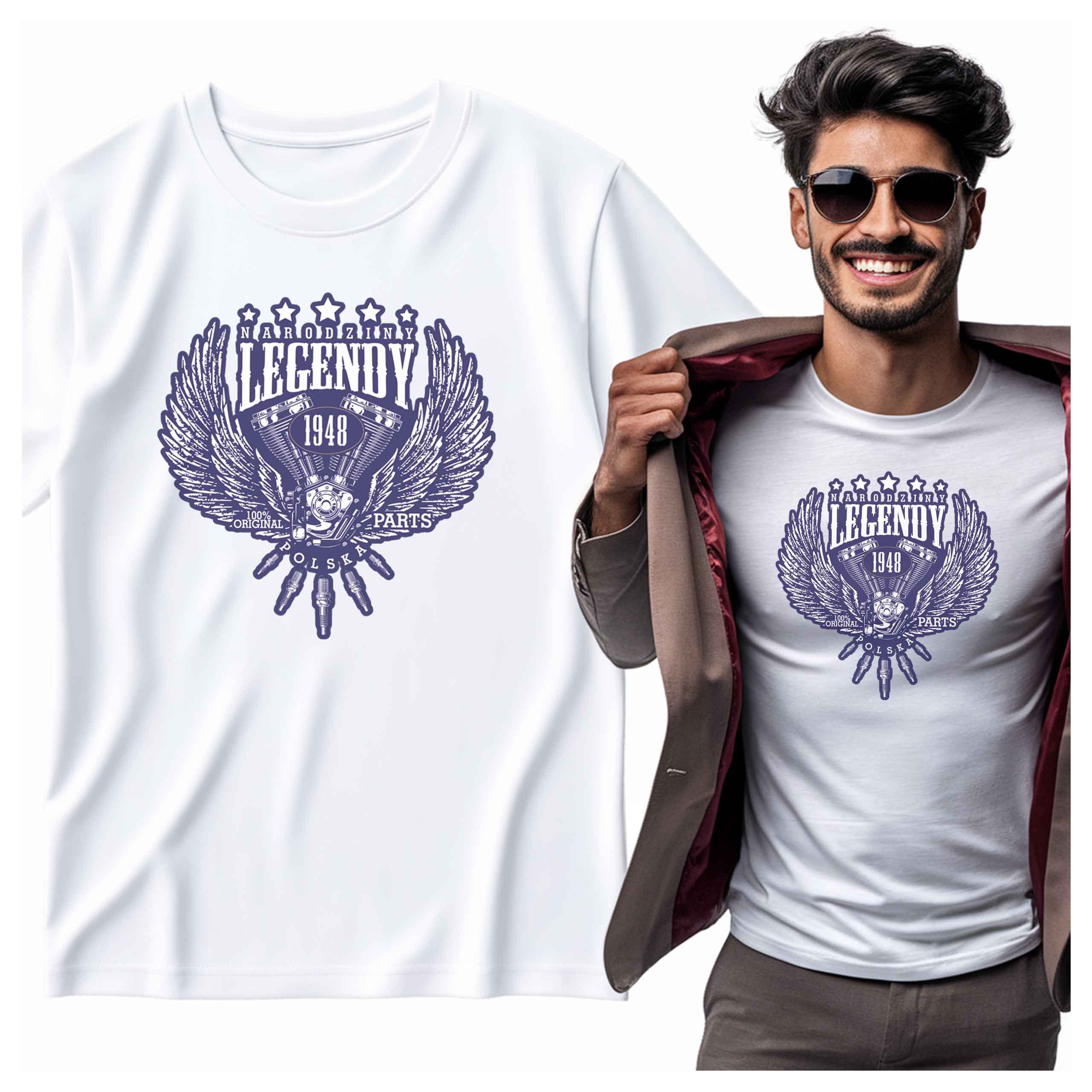 Koszulka Męska Narodziny legendy Silnik Polska moc 1948 urodziny