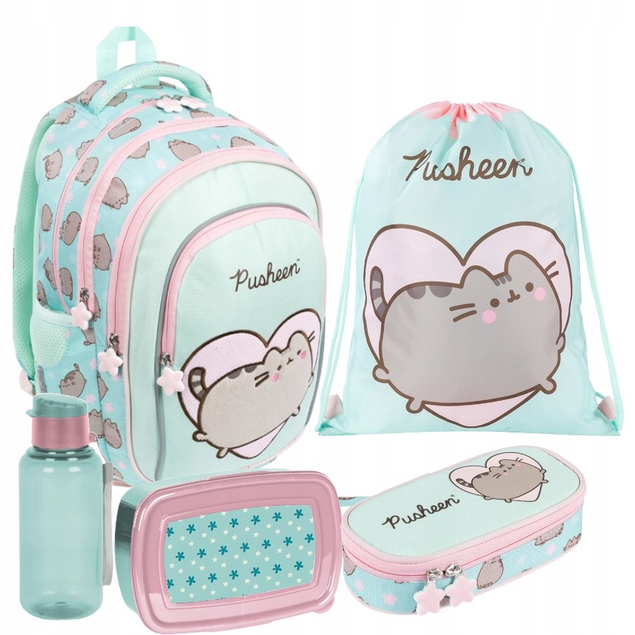 Plecak Zestaw Szkolny St.Majewski tornister Pusheen miętowy 5w1 klasa 1-3
