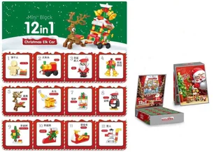 KALENDARZ ADWENTOWY ŚWIĄTECZNY Z KLOCKAMI – 12 MODELI CHRISTMAS ELK CAR - Ozdoby bożonarodzeniowe - miniaturka - grafika 1