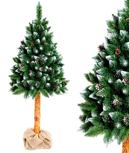 Choinka sztuczne Na Pniu 160 cm Zielona Z Szyszkami I Brokatem Diamentowa - Choinki - miniaturka - grafika 1