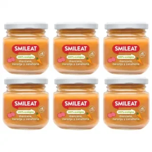 Smileat Deser z ekologicznymi jabłkami, marchewką i pomarańczą po 6 miesiącu Zestaw 6 x 130 g Bio - Desery dla dzieci - miniaturka - grafika 1