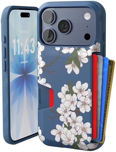 Smartish Etui portfelowe na iPhone'a 17 Pro - Wallet Slayer Vol. 1 [smukłe + ochronne] Etui na karty kredytowe - Testowane upadek z klapką ukryte etui na karty do Apple iPhone 17 Pro - bardzo kwiat