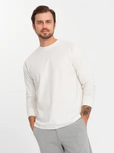 Męska koszulka długi rękaw kremowa bawełna longsleeve OM-LSBC-0129 V2 r. M - Koszulki męskie - miniaturka - grafika 1