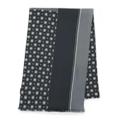 Apaszki i szaliki męskie - Męski szal jedwabny we wzory szaro- biały - miniaturka - grafika 1