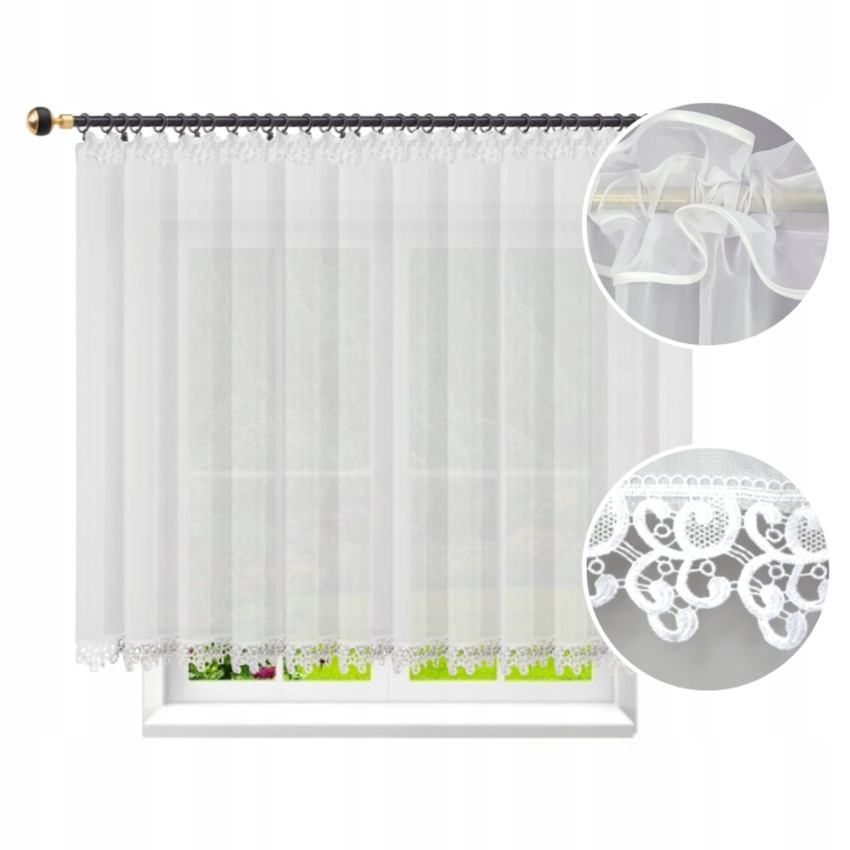 FIRANA GOTOWA Z GIPIURĄ 300x160 FIRANKA PROSTA FIRANY Z KORONKĄ DO DOMU