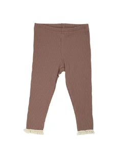 Dziewczęce legginsy prążkowane z koronką brązowe Nicol,r.56 - Legginsy - miniaturka - grafika 1