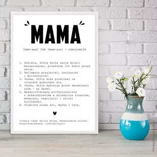 Typograficzny Plakat - MAMA + ramka a4, definicja - Kartki okolicznościowe i zaproszenia - miniaturka - grafika 1