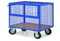 Wózki magazynowe - B2B Partner Wózek ze ścianami z drutu i pokrywką 1491 - miniaturka - grafika 1