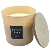 Świece - Świeca zapachowa w szkle duża fresh linen 720g 15x15 cm - miniaturka - grafika 1