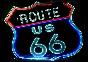 Route 66 neon sign, Carol Highsmith - plakat 30x20 cm - Plakaty - miniaturka - grafika 1