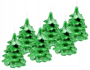 6 x świeczki świąteczne choinka 10 cm cała zielona - Świece - miniaturka - grafika 1