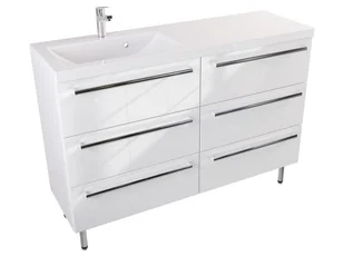 Szafka Stojąca Z Umywalką ATH 120 cm S Lewa - Biały Wysoki Połysk - Uchwyty Chromowane - Szafki łazienkowe - miniaturka - grafika 1