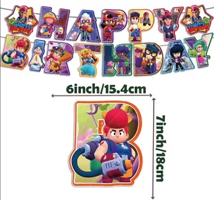 Girlanda papierowa Happy Birthday Brawl Party dla Gracza (1 szt) - Dekoracje sali Girlanda papierowa Happy Birthday Brawl Party dla Gracza (1 szt) - Dekoracje sali - miniaturka - grafika 1