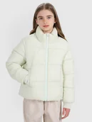 Kurtki i płaszcze dla dziewczynek - 4F Kurtka puchowa z wypełnieniem syntetycznym dziewczęca - miętowa 122 (6-7 lat) - miniaturka - grafika 1