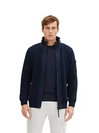Swetry męskie - TOM TAILOR Męskie Kardigan ze stójką 1029734, 10668 - Sky Captain Blue, L - miniaturka - grafika 1