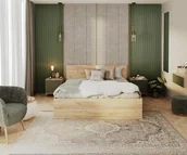 Łóżka - Łóżko do sypialni HAVANA z pojemnikiem i stelażem podnoszonym - 120x200 - PŁYTA - Dąb craft - miniaturka - grafika 1