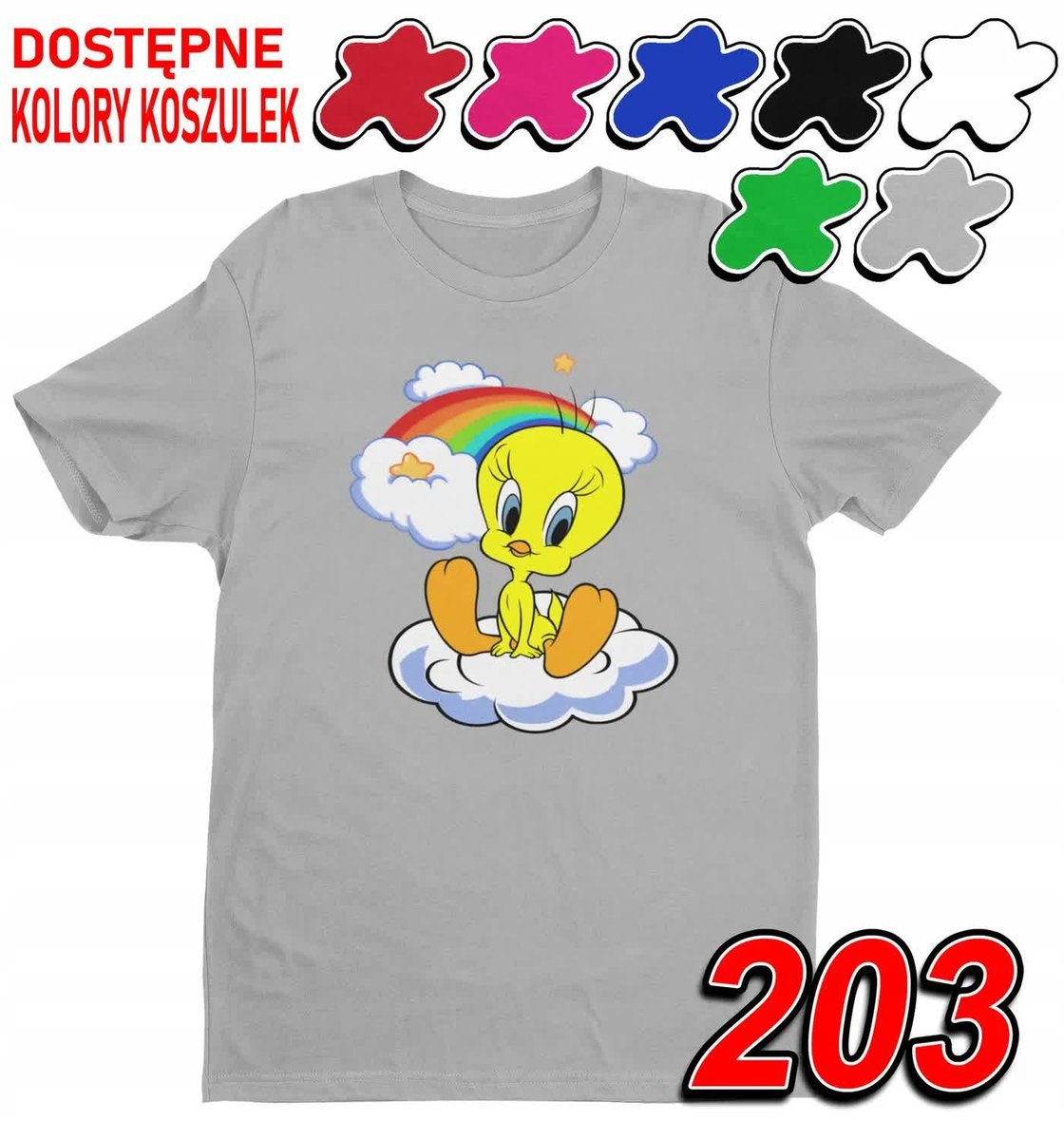 Dziecięca Koszulka T-Shirt Z Nadrukiem Kanarek Kot Sylwester -M 134-140