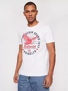 Koszulki męskie - Wrangler T-Shirt Classic Americana W7AHD3989 Biały Regular Fit - grafika 1