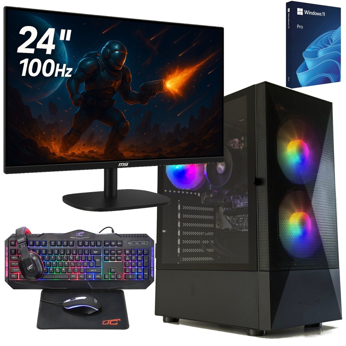 ZESTAW KOMPUTER DO GIER RYZEN 5 32GB RAM 1TB M.2 NVMe WINDOWS 11 KOMPLET