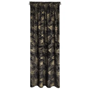 Zasłona 140x300 Stella czarna złota liście welurowa gotowa na taśmie - Zasłony - miniaturka - grafika 1