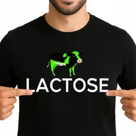 Koszulki męskie - ŚMIESZNA KOSZULKA LACTOSE ZABAWNA JAKOŚĆ 100% BAWEŁNA L 3513 CZARNA - miniaturka - grafika 1