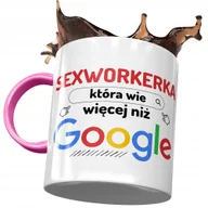Kubki - Kubek Różowy Dla Sexworkerki Wie Więcej niż Google z Nadrukiem ze Zdjęciem+ Opakowanie na prezent (wzór 01) - miniaturka - grafika 1