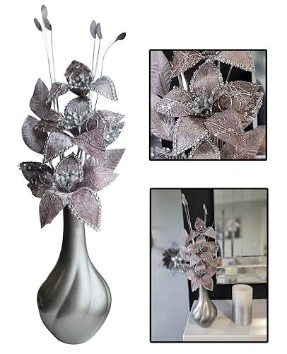 Flourish Wazon ze sztucznymi kwiatami, szary, mały - 32 cm