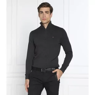 Tommy Hilfiger Sweter ZIP MOCK | Regular Fit | z dodatkiem kaszmiru - Swetry męskie - miniaturka - grafika 1