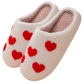 Kapcie damskie - Ciepłe Pluszowe Kapcie Baranek Serca Serduszka 36-37 - miniaturka - grafika 1