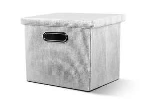 Pudełko DRABA biały/srebrny, 25x25x23, 100% poliester - Pudła i pojemniki do przechowywania - miniaturka - grafika 1
