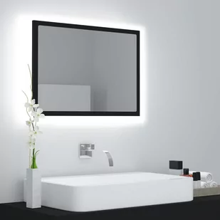 vidaXL Lustro łazienkowe z LED, czarne, 60x8,5x37 cm, płyta wiórowa - Lustra - miniaturka - grafika 1