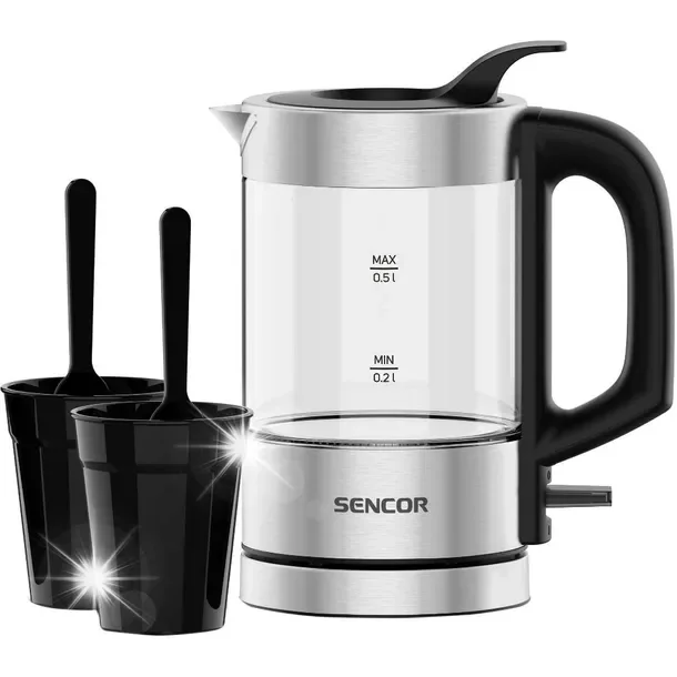 Mały Czajnik Elektryczny 0,5L Sencor SWK 160SS 1100W + 2xKubki