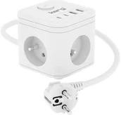 Listwy zasilające - Listwa zasilająca Kerg Kostka zasilająca 3-gniazdowa + ładowarka USB-A+USB-C 1,5m 3×1,5mm2 H05VV-F 16A/250V~ Smart biała - miniaturka - grafika 1