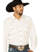 Koszule męskie - Wrangler Męska koszula z długim rękawem retro z dwoma kieszeniami, biały, XXL - miniaturka - grafika 1