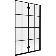 Parawany nawannowe - Mexen Mist parawan nawannowy 2-skrzydłowy prawy 110 x 150 cm, czarna kratka, czarny - 8A9-110-002-70-77-P - miniaturka - grafika 1