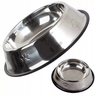 Miska Metalowa Dla Psa Kota Srebrna Na Gumie 1,3L - Miski dla psów - miniaturka - grafika 1